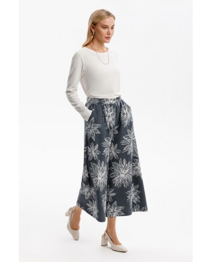 ЕВТ 4150/синий,крупные астры брюки