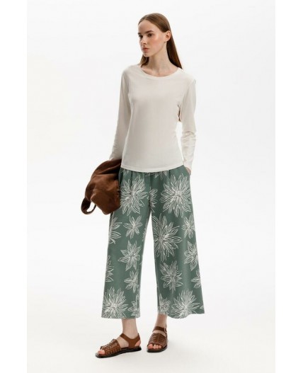 ЕВТ 4150/зеленый,крупные астры брюки