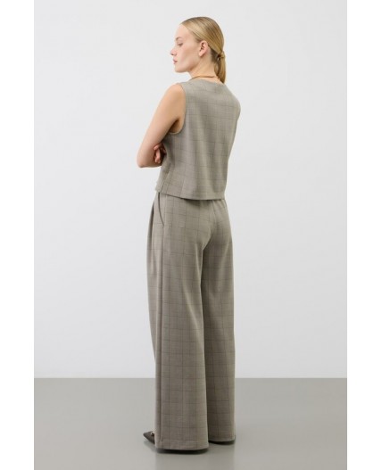 ЕВТ 4160/кремовый,клетка глен брюки