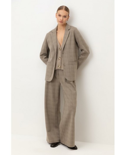 ЕВТ 3341/кремовый,клетка глен жакет