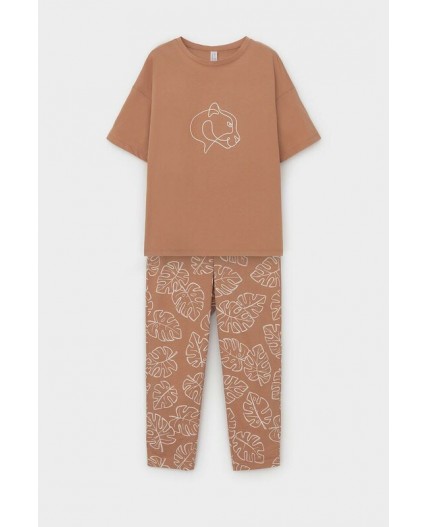 Е 20053/24/пробковое дерево,тропические листья пижама