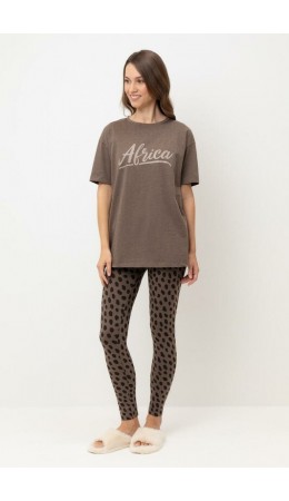 Е 20099/24/коричневый меланж,пятна сафари пижама