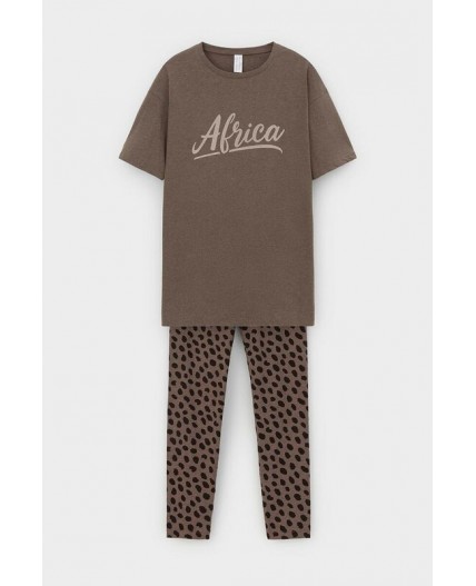 Е 20099/24/коричневый меланж,пятна сафари пижама