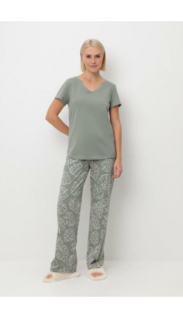 Е 20075/24/зеленый чай,тропические листья пижама