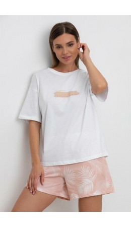 Е 20143/белый,листья пальмы пижама