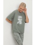 Е 20142/зеленый чай,тропические листья пижама