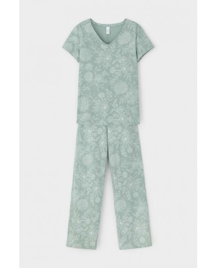 Е 20058/24/голубой прибой,кружевные цветы пижама