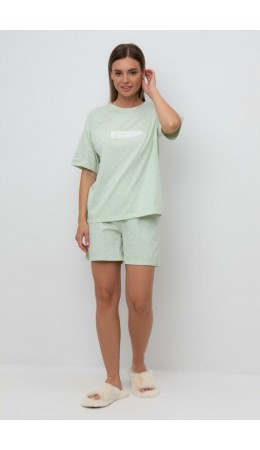 Е 20143/пастельно-зеленый,горошек пижама