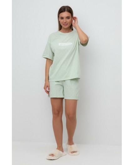 Е 20143/пастельно-зеленый,горошек пижама