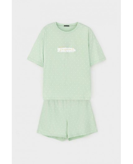 Е 20143/пастельно-зеленый,горошек пижама
