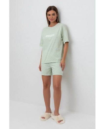 Е 20143/пастельно-зеленый,горошек пижама