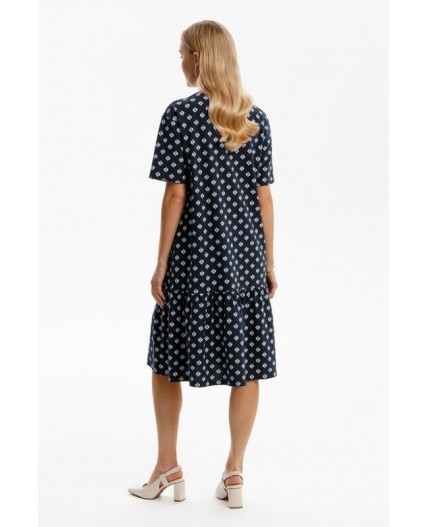 ЕВТ 5066/чернильный,мини цветы платье