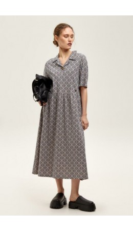 ЕВТ 5071/бежевый,ромбы-елочка платье