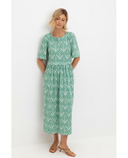 ЕВТ 5082/малахитовый зеленый,орнамент платье