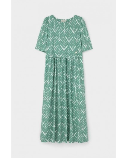 ЕВТ 5082/малахитовый зеленый,орнамент платье