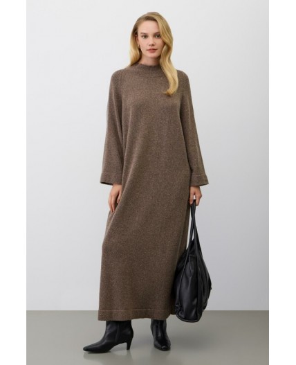 ЕВ 530/ш/коричневый меланж платье