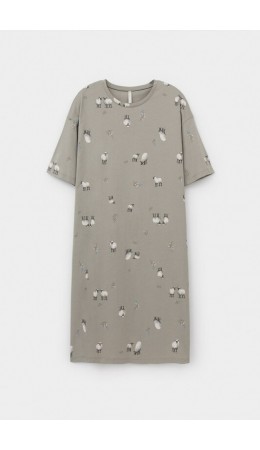 Е 10059/пыльно-оливковый,овечки на лугу сорочка ночная