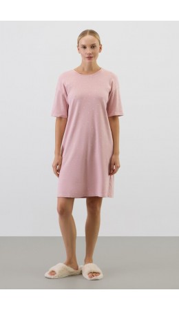 Е 10066/розовый лед,мини сердечки сорочка ночная