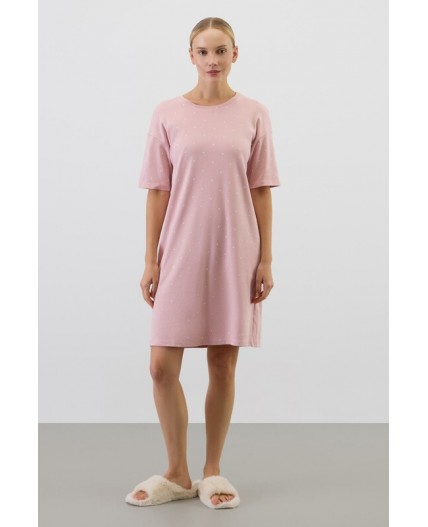 Е 10066/розовый лед,мини сердечки сорочка ночная