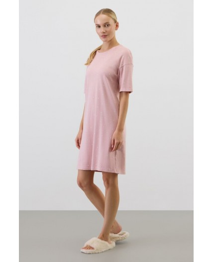 Е 10066/розовый лед,мини сердечки сорочка ночная