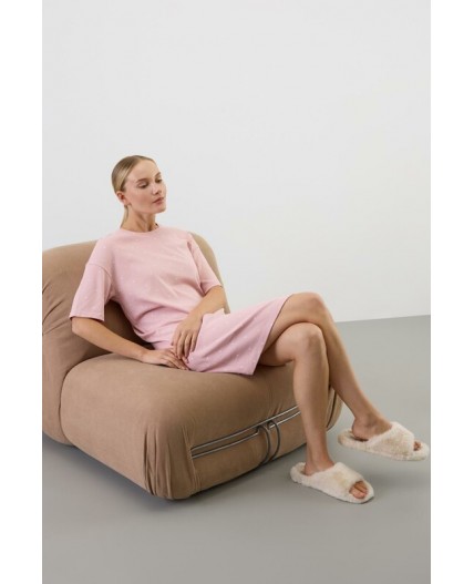 Е 10066/розовый лед,мини сердечки сорочка ночная