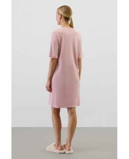 Е 10066/розовый лед,мини сердечки сорочка ночная