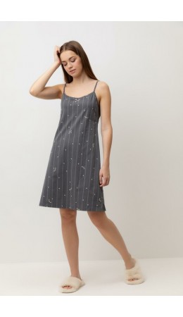 Е 10057/серый,полоски и сердечки сорочка ночная