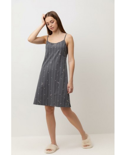 Е 10057/серый,полоски и сердечки сорочка ночная