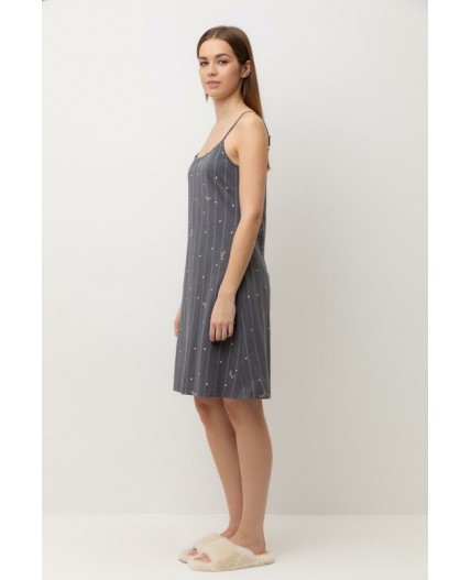 Е 10057/серый,полоски и сердечки сорочка ночная