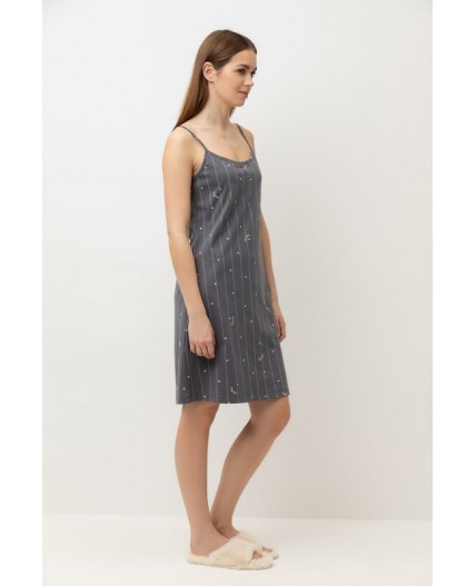 Е 10057/серый,полоски и сердечки сорочка ночная