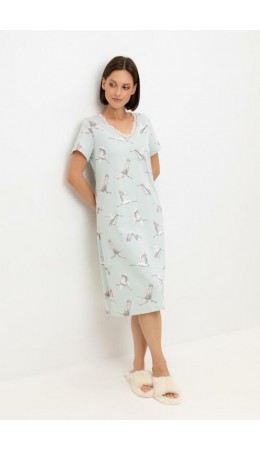 Е 10054/туманный голубой,журавли сорочка ночная