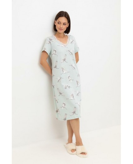 Е 10054/туманный голубой,журавли сорочка ночная