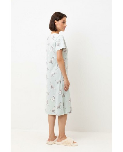 Е 10054/туманный голубой,журавли сорочка ночная