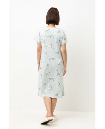 Е 10054/туманный голубой,журавли сорочка ночная