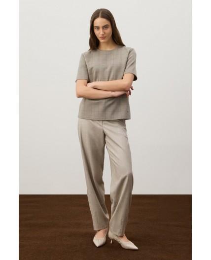 ЕВТ 3335/кремовый,клетка глен фуфайка (футболка)