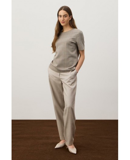 ЕВТ 3335/кремовый,клетка глен фуфайка (футболка)