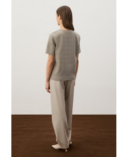 ЕВТ 3335/кремовый,клетка глен фуфайка (футболка)