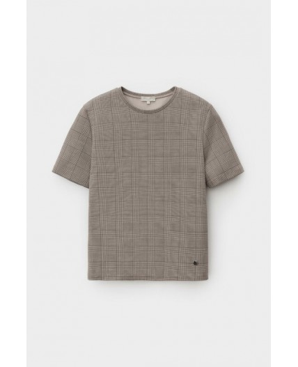 ЕВТ 3335/кремовый,клетка глен фуфайка (футболка)