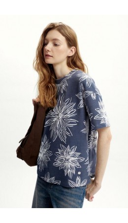 ЕВТ 3317/синий,крупные астры фуфайка