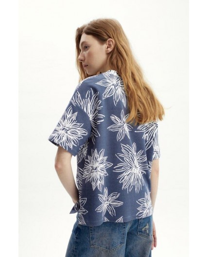 ЕВТ 3317/синий,крупные астры фуфайка