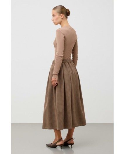 ЕВТ 7034/песочно-коричневый,гусиная лапка юбка