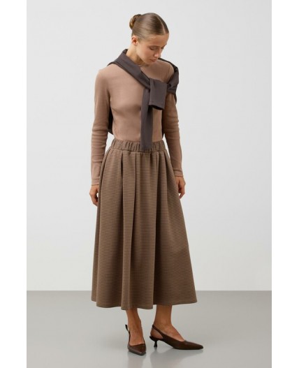 ЕВТ 7034/песочно-коричневый,гусиная лапка юбка