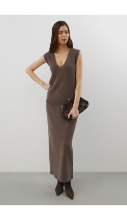 ЕВ 745/ш/коричневый меланж юбка