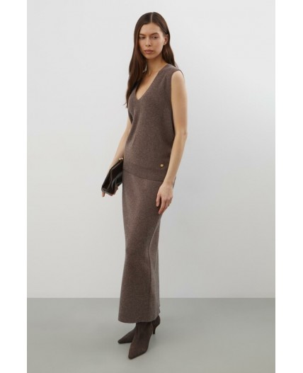 ЕВ 745/ш/коричневый меланж юбка