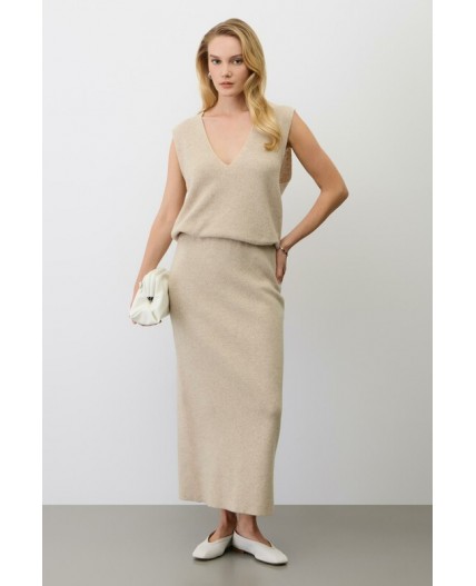 ЕВ 745/ш/светло-бежевый меланж юбка