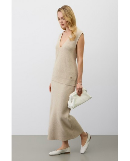 ЕВ 745/ш/светло-бежевый меланж юбка