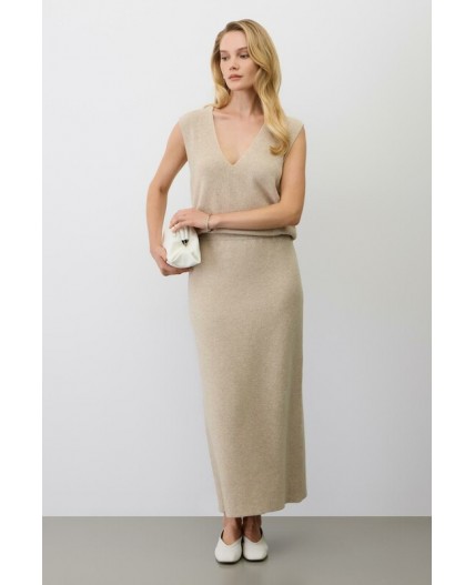 ЕВ 745/ш/светло-бежевый меланж юбка