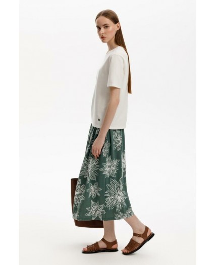 ЕВТ 7013/зеленый,крупные астры юбка