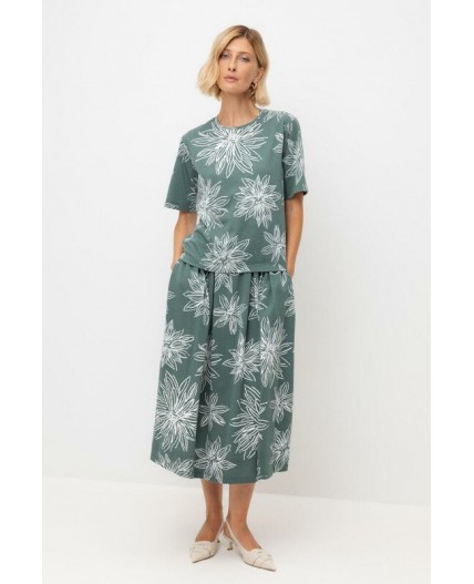 ЕВТ 7013/зеленый,крупные астры юбка