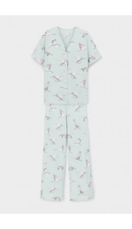Е 20153/туманный голубой, журавли пижама